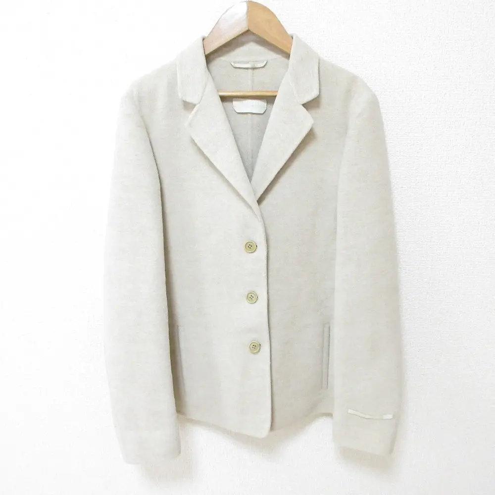 S’MAX MARA エスマックスマーラ アンゴラブレンド ストレッチ シングル リバージャケット 42 ベージュ