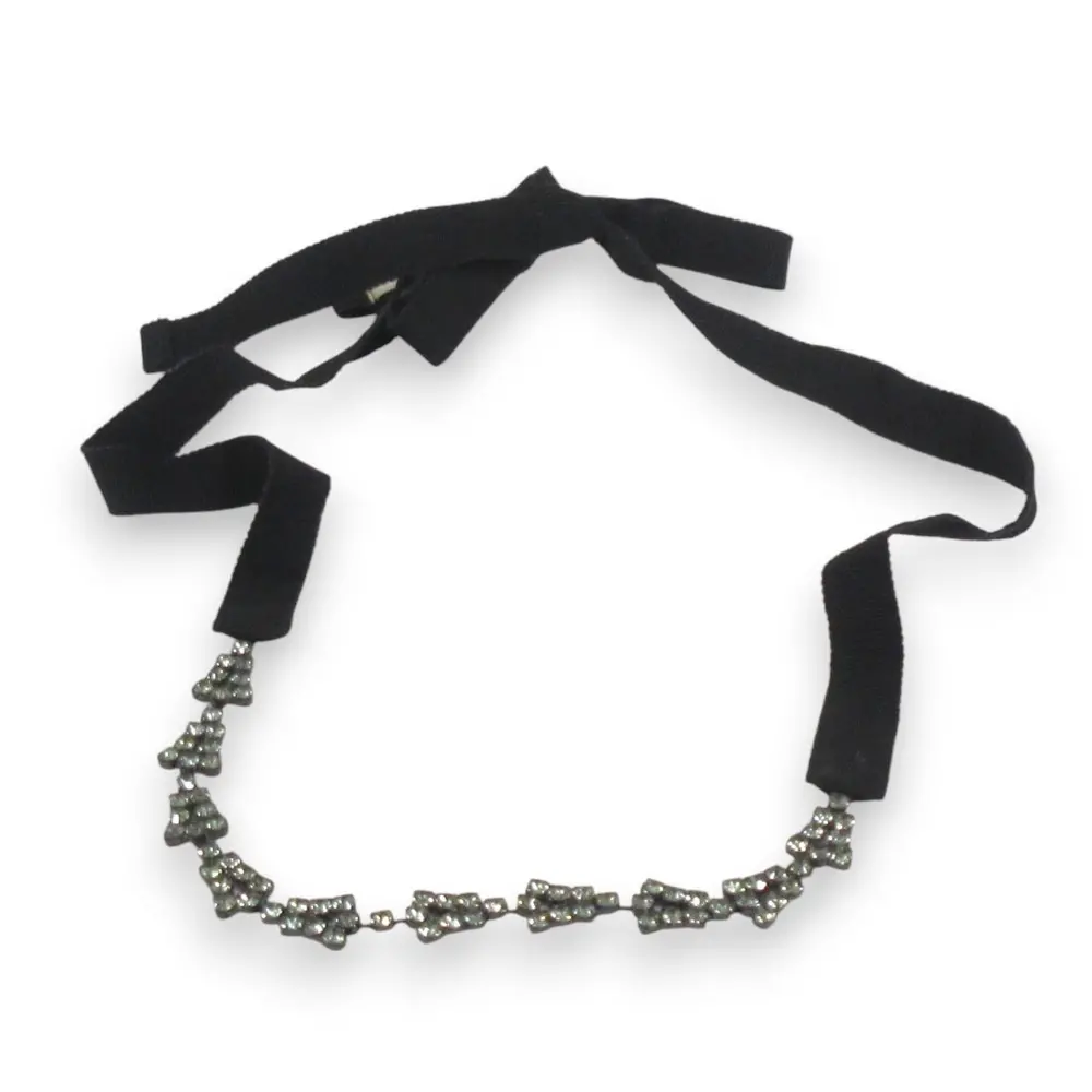 S Max Mara エスマックスマーラ ビジュー リボンネックレス ペンダント アクセサリー ブラック×シルバー系