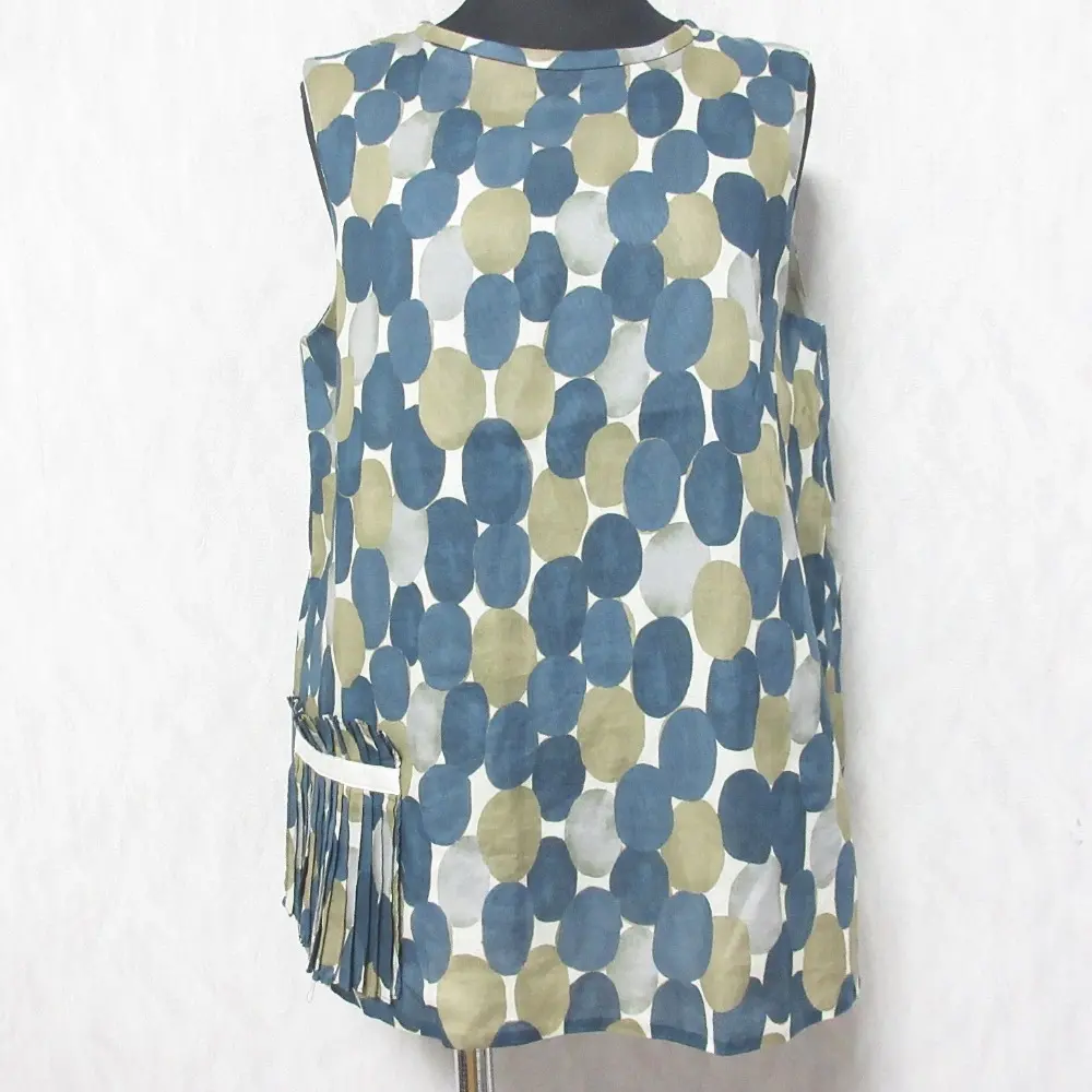 S Max Mara エスマックスマーラ ランダムドット 総柄 ノースリーブ プルオーバー トップス カットソー ブラウス 40 ネイビー系