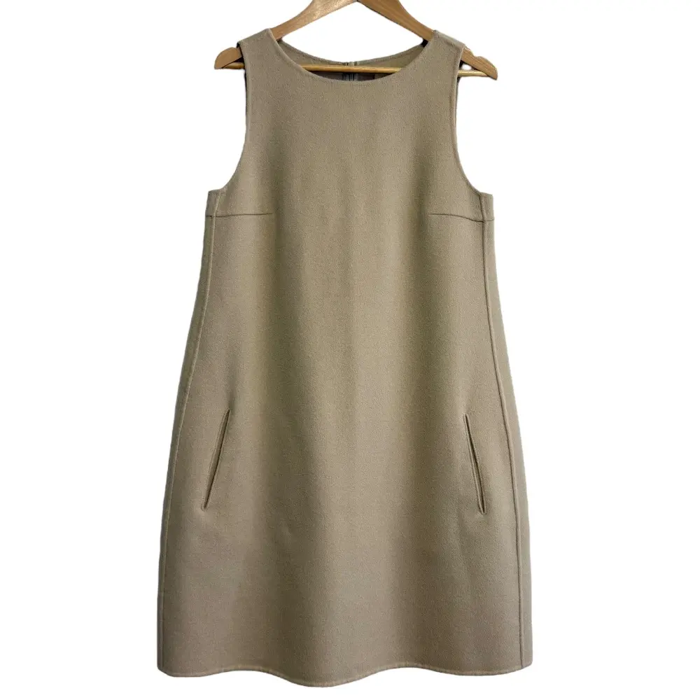 S Max Mara エスマックスマーラ ひざ丈 Aライン ノースリーブ ワンピース 36 ベージュ