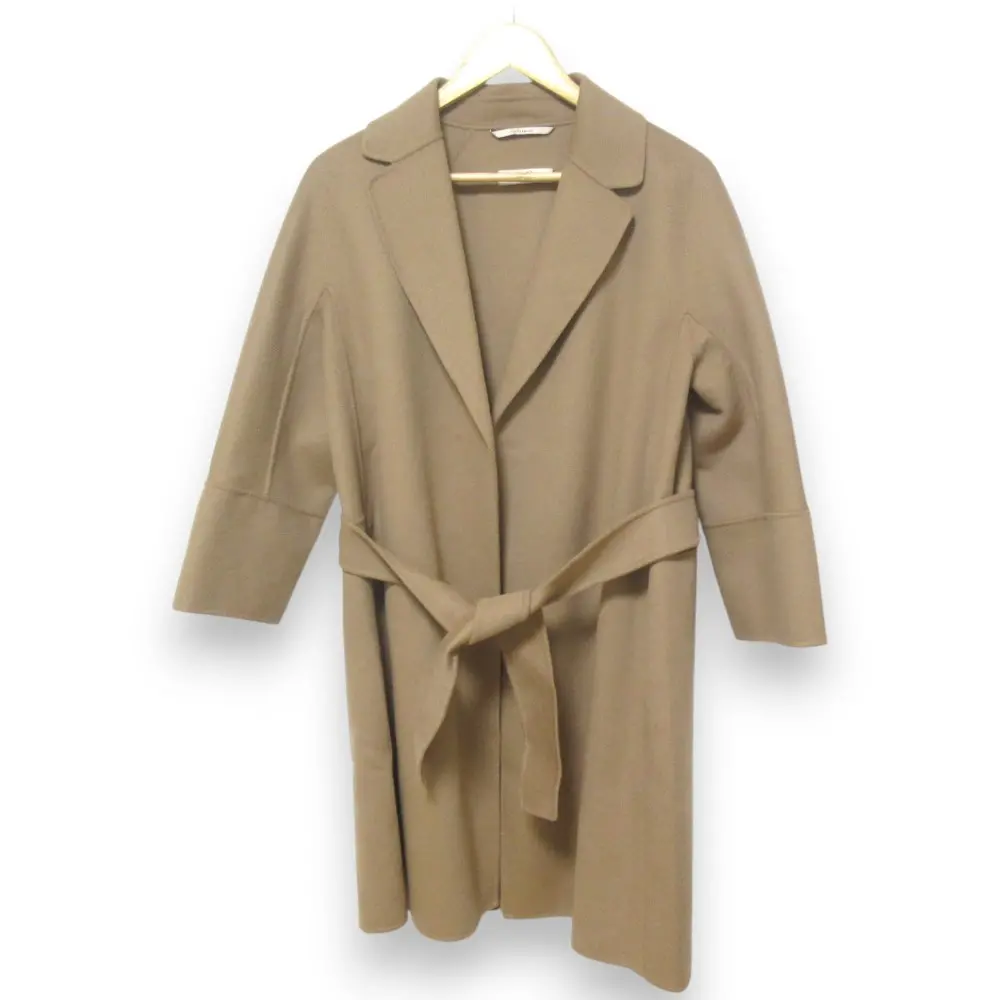 S Max Mara エスマックスマーラ ARONA ウール100％ リバーコート ガウンコート サイズ40 キャメル ブラウン系