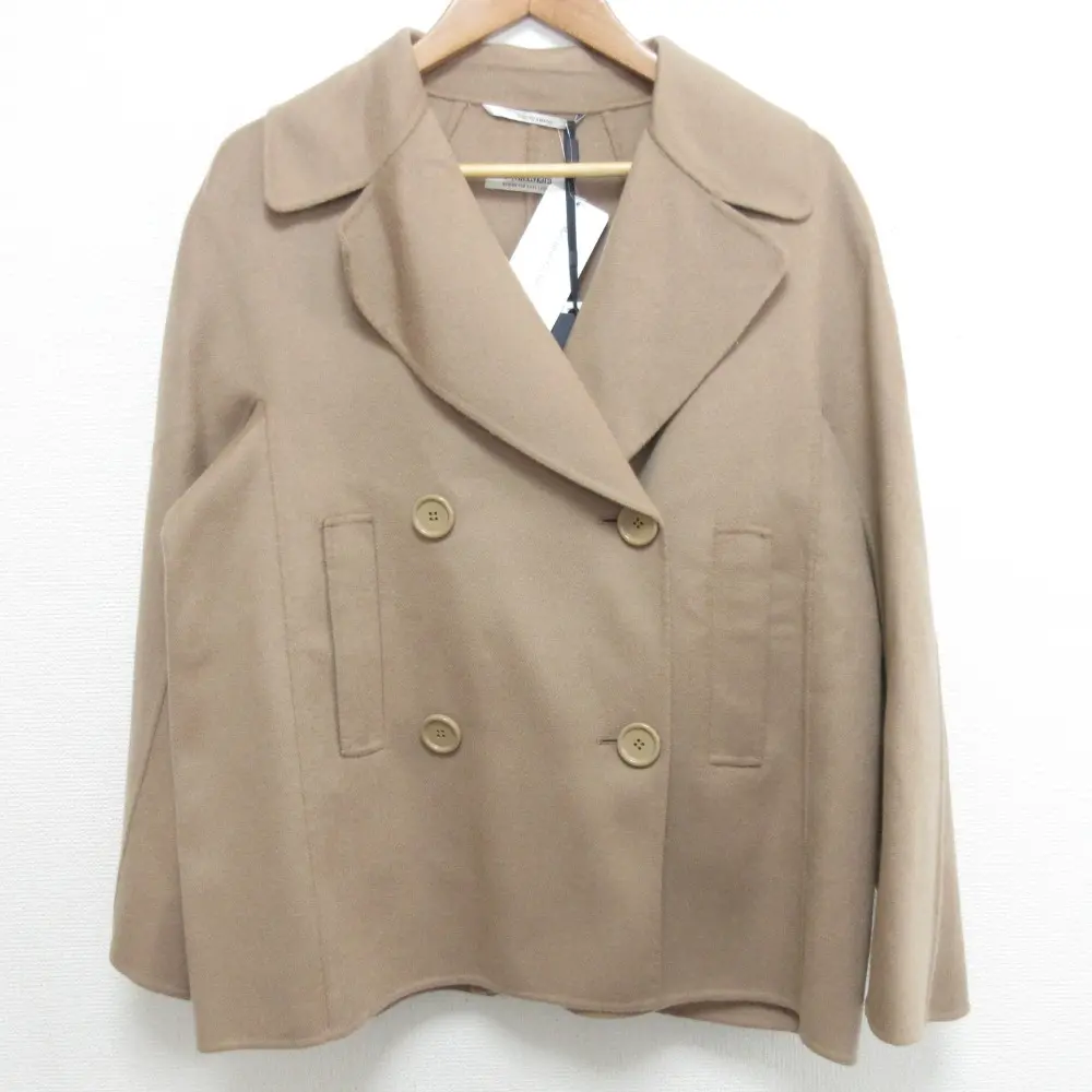 S MaxMara エス マックスマーラ ピュアバージンウール ダブルフェイス ショートコート サイズ44 ベージュ系