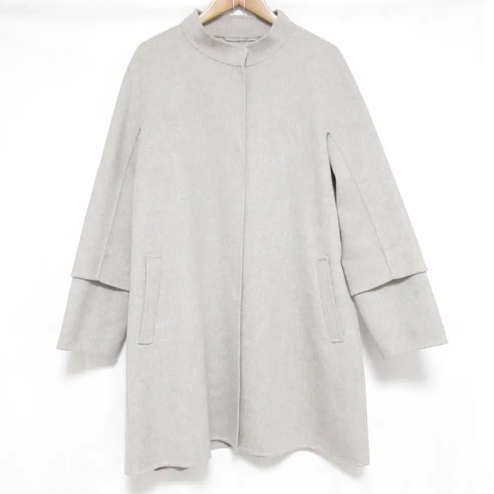 S Max Mara エスマックスマーラ スタンドカラー ウールリバーコート 大きいサイズ 44 グレー