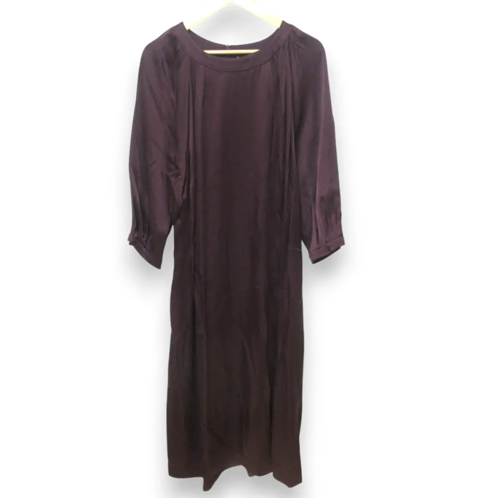 22AW S Max Mara エス マックスマーラ サテン ラウンドネック ロングドレス ワンピース 大きいサイズ I50 ボルドー