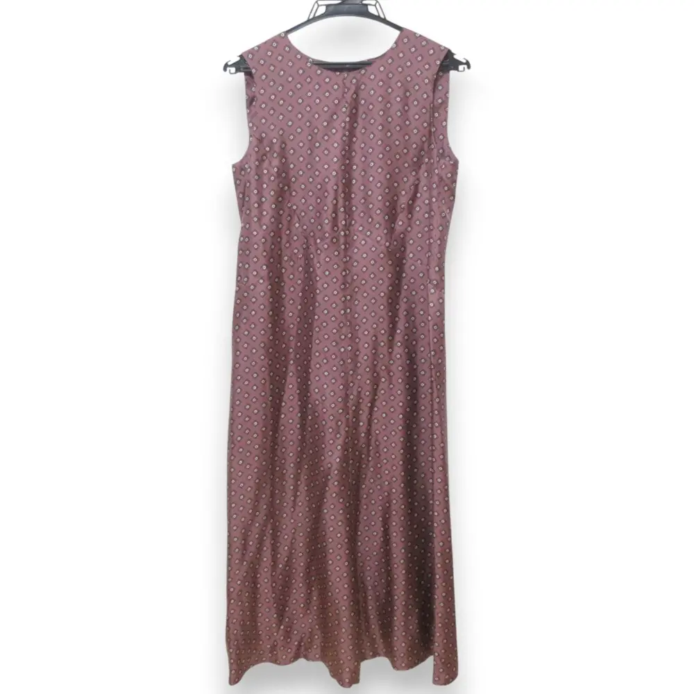 'S Max Mara エスマックスマーラ シルク100％ 総柄 ノースリーブ ロングドレス フレアワンピース サイズ36 ピンクブラウン