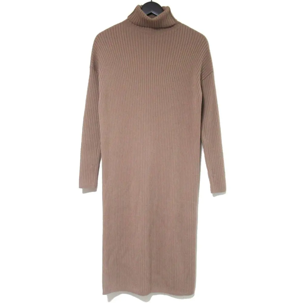 21AW S Max Mara エスマックスマーラ 長袖 ミモレ丈 タートルネック ニット ワンピース XSサイズ ベージュ