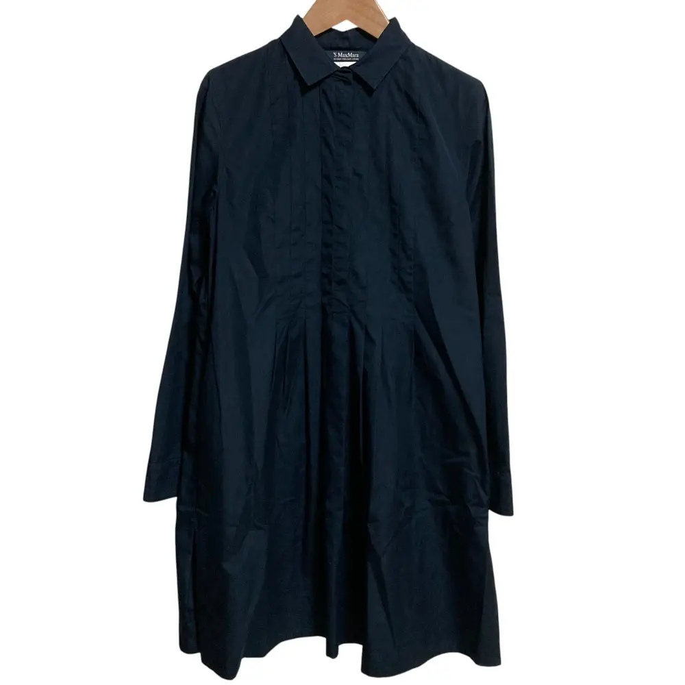 'S Max Mara エスマックスマーラ 長袖 シャツワンピース サイズ38 ネイビー