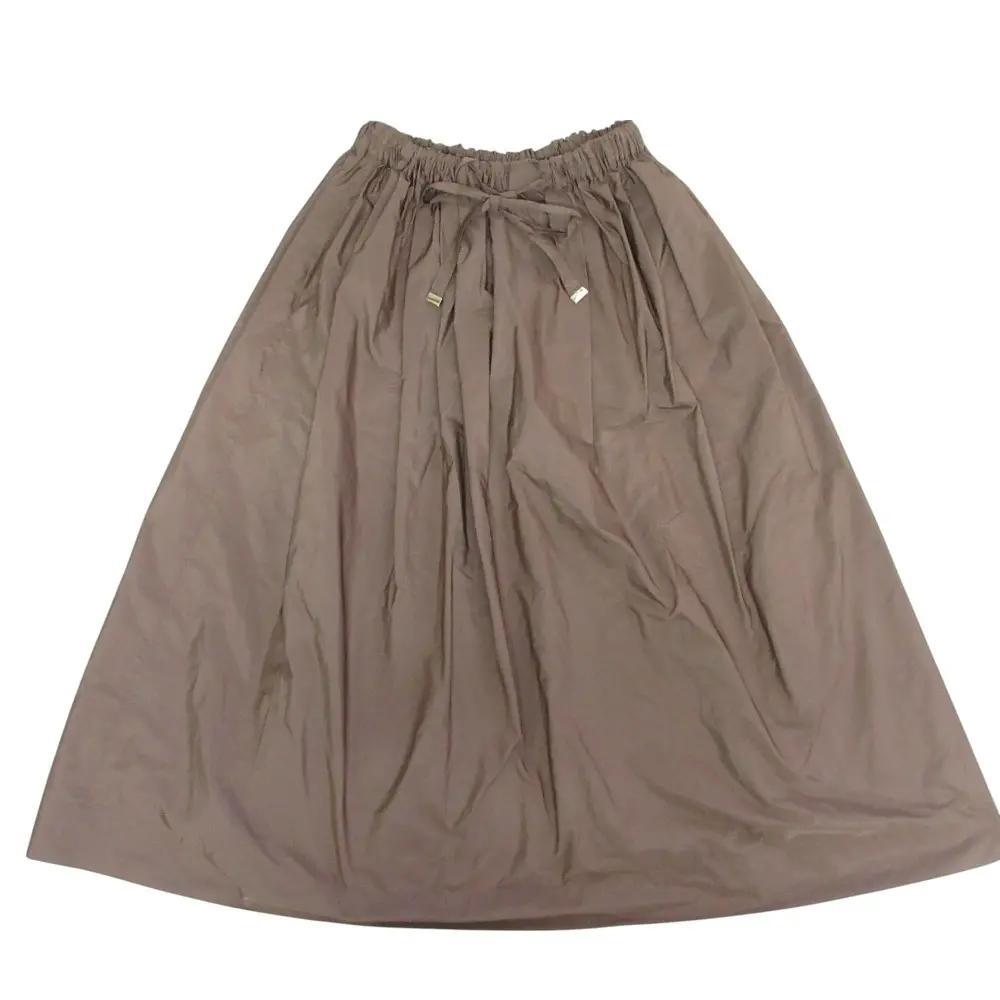 23年商品 'S Max Mara エスマックスマーラ ギャザー ドローコード フレアロングスカート 34 ブラウン
