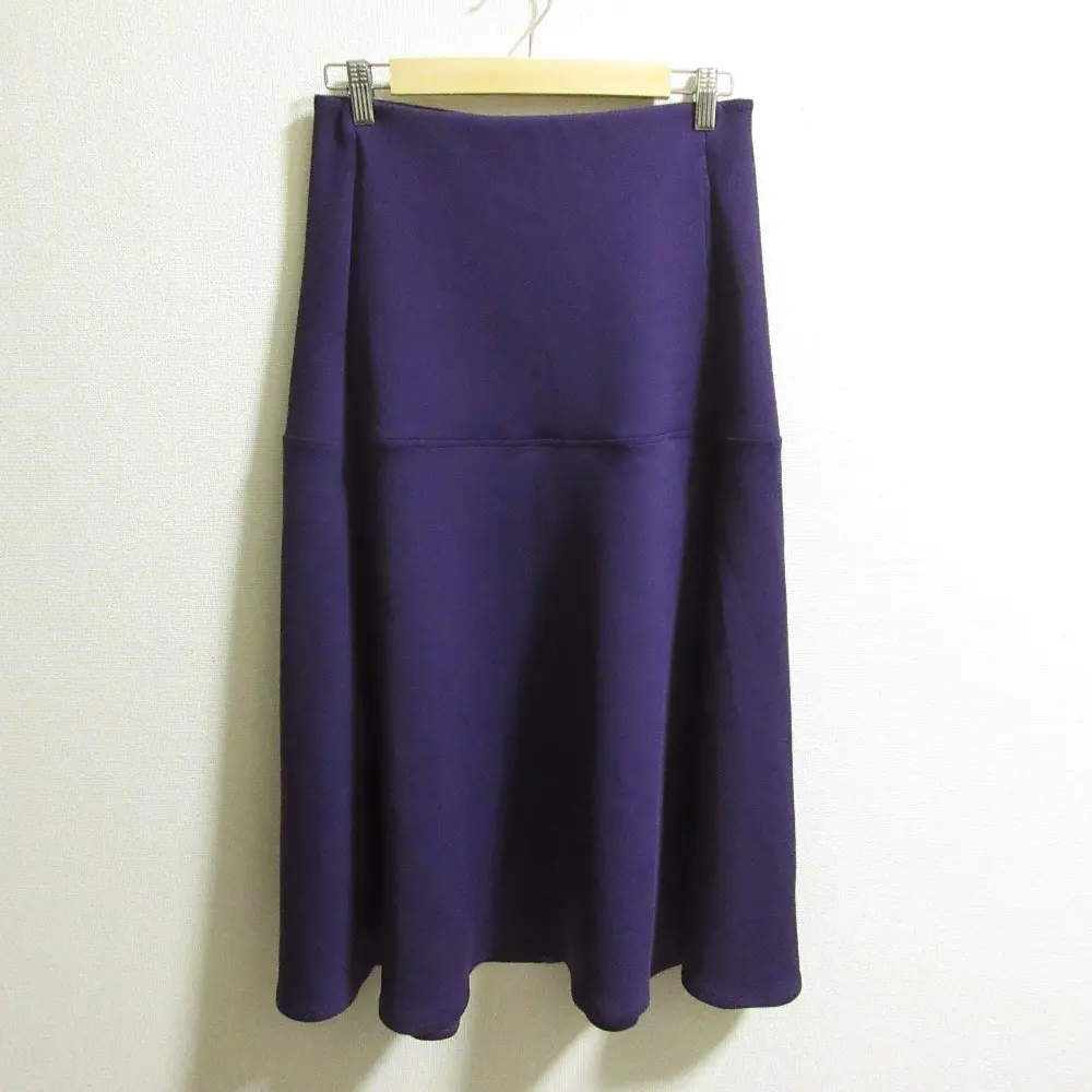 Max Mara LEISURE マックスマーラレジャー ストレッチ イージー フレア ロングスカート サイズM パープル