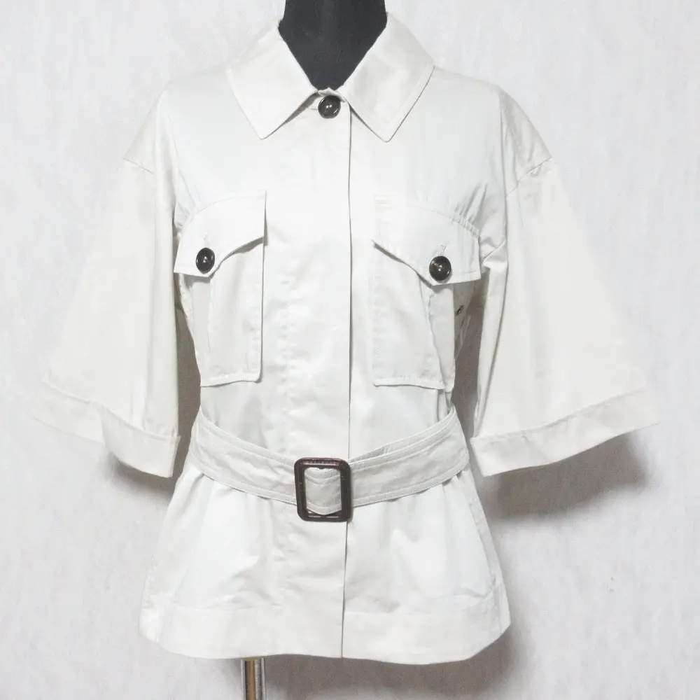 'S Max Mara エスマックスマーラ ハーフスリーブ ベルト付き ワークシャツジャケット 38 ライトベージュ