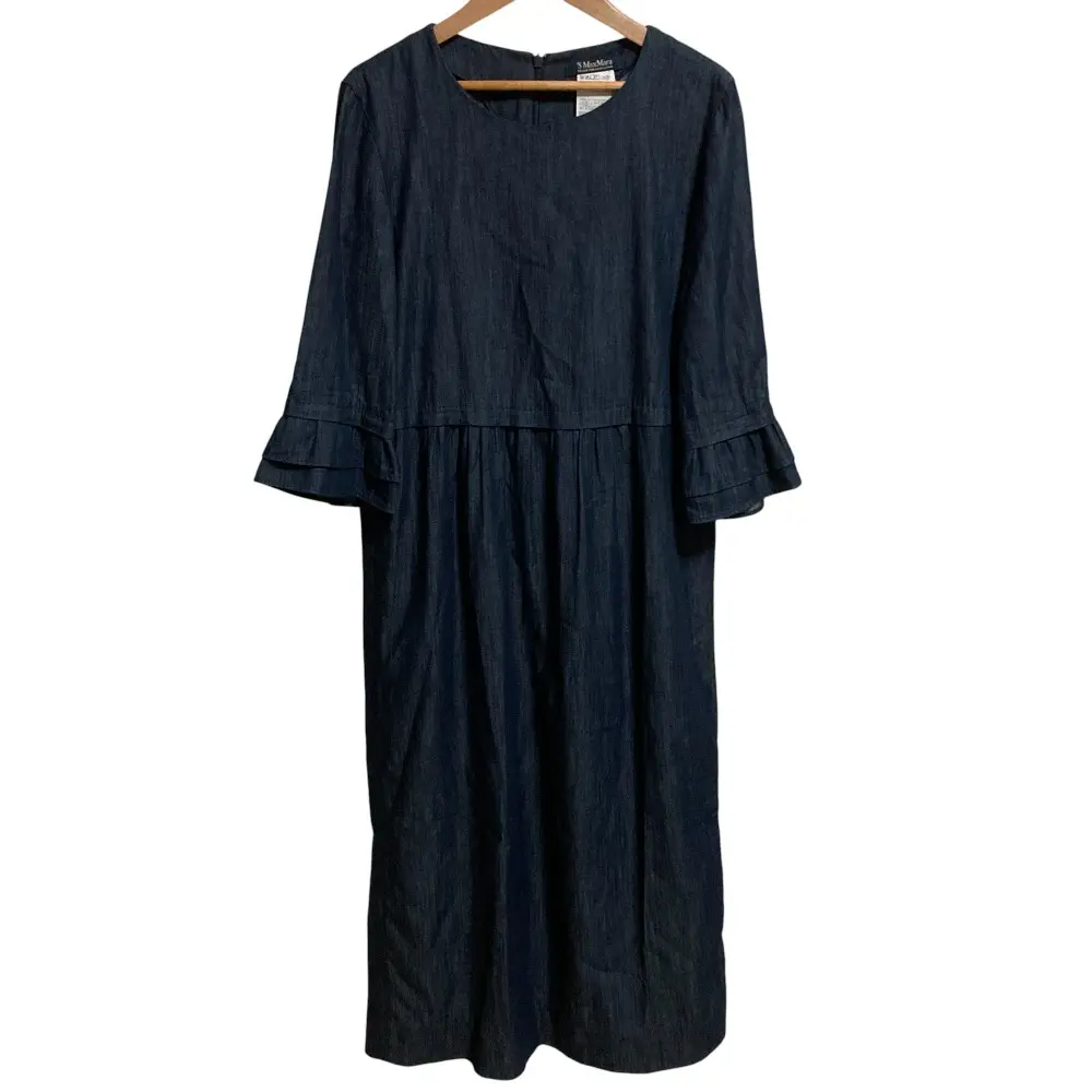 S Max Mara エスマックスマーラ 七分袖 長袖 ロング デニムワンピース サイズ40 インディゴ