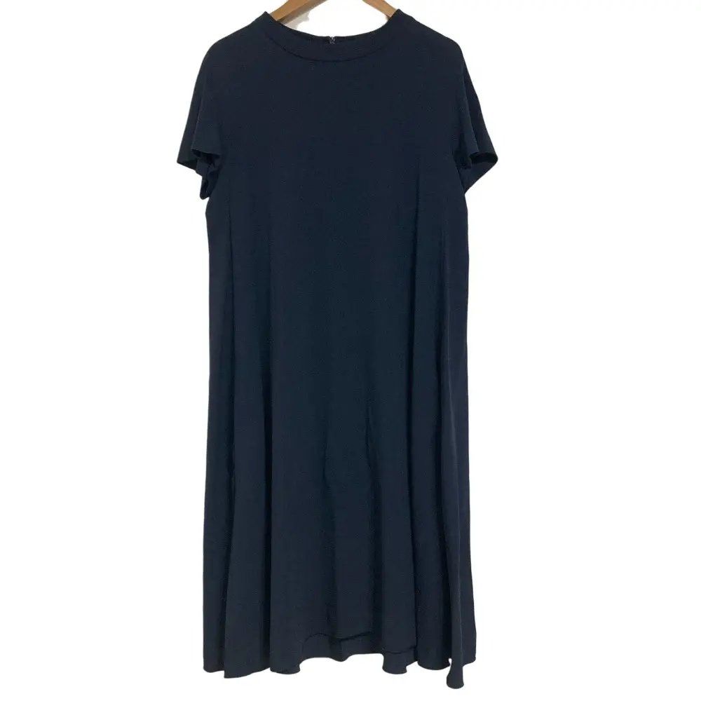 S Max Mara エスマックスマーラ ショートスリーブ ひざ丈 フレアワンピース ネイビー
