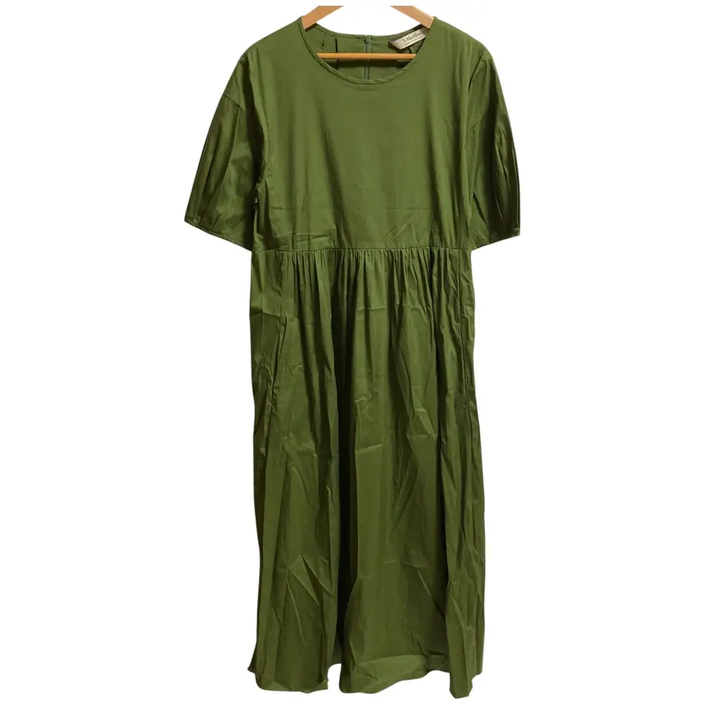 'S Max Mara Sマックスマーラ 半袖 ギャザー ワンピース グリーン