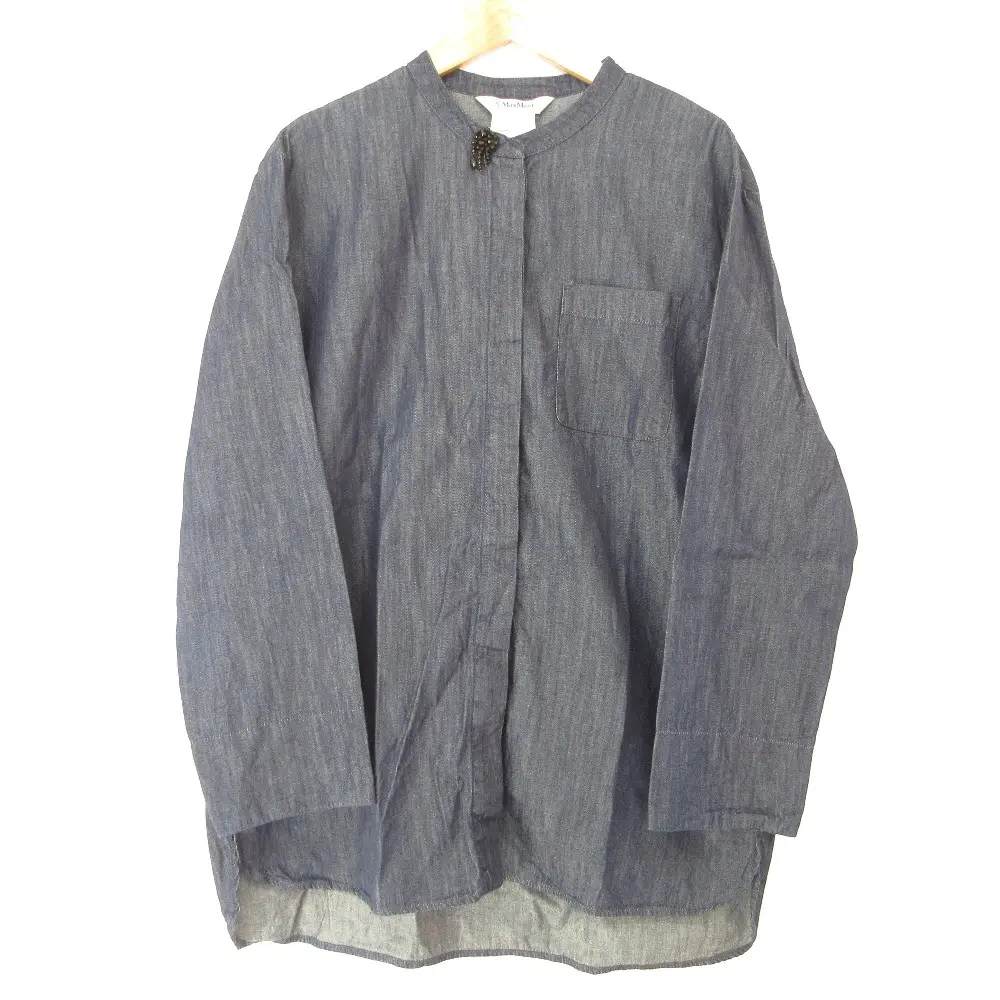 24AW S Max Mara エスマックスマーラ ビジュー 長袖 デニムシャツ ブラウス サイズ42 インディゴ