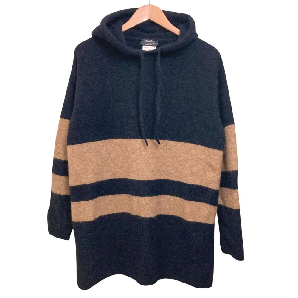 S Max Mara エスマックスマーラ バイカラー モヘヤ ニットパーカー サイズM ネイビー ブラウン