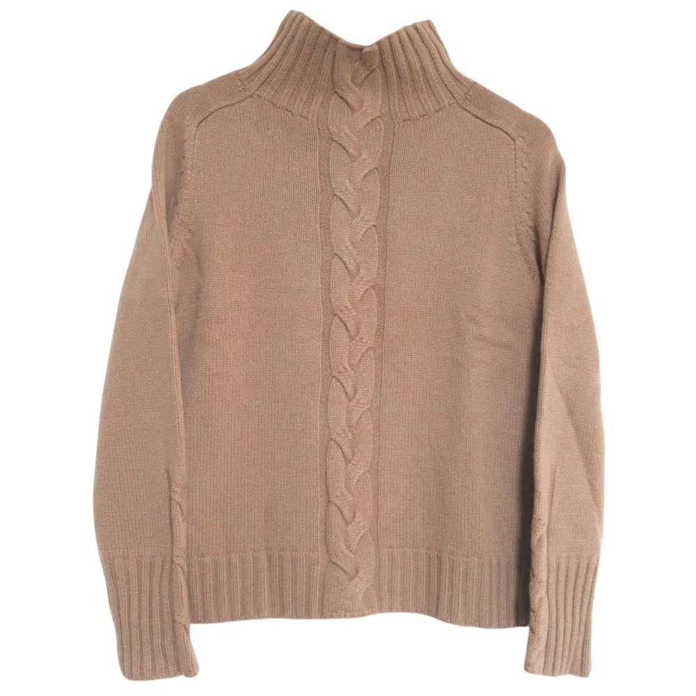 S Max Mara エスマックスマーラ ウールカシミヤ タートルネック ケーブル ニットセーター Sサイズ キャメル ブラウン
