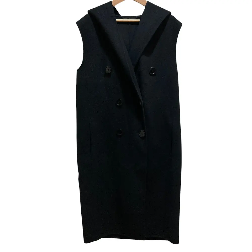 S MaxMara エスマックスマーラ ウールリバー ノースリーブコート サイズ40 ブラック 