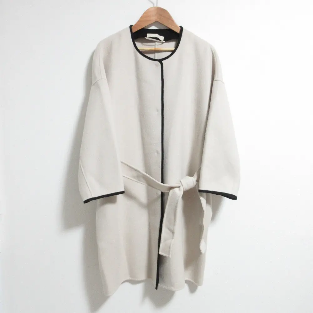 S Max Mara エスマックスマーラ ベルテッドノーカラーコート 42サイズ ベージュ