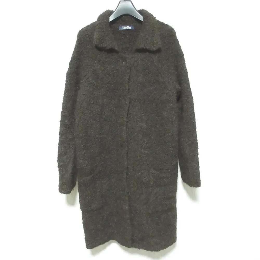 'S Max Mara エスマックスマーラ アルパカブレンド ブークレ ニットコート サイズM ブラウン