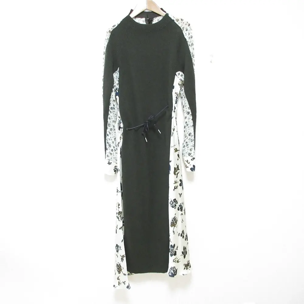 訳あり sacai サカイ 2022年モデル ペチ付き ドッキングワンピース 22-06308 2 グリーン×ホワイト