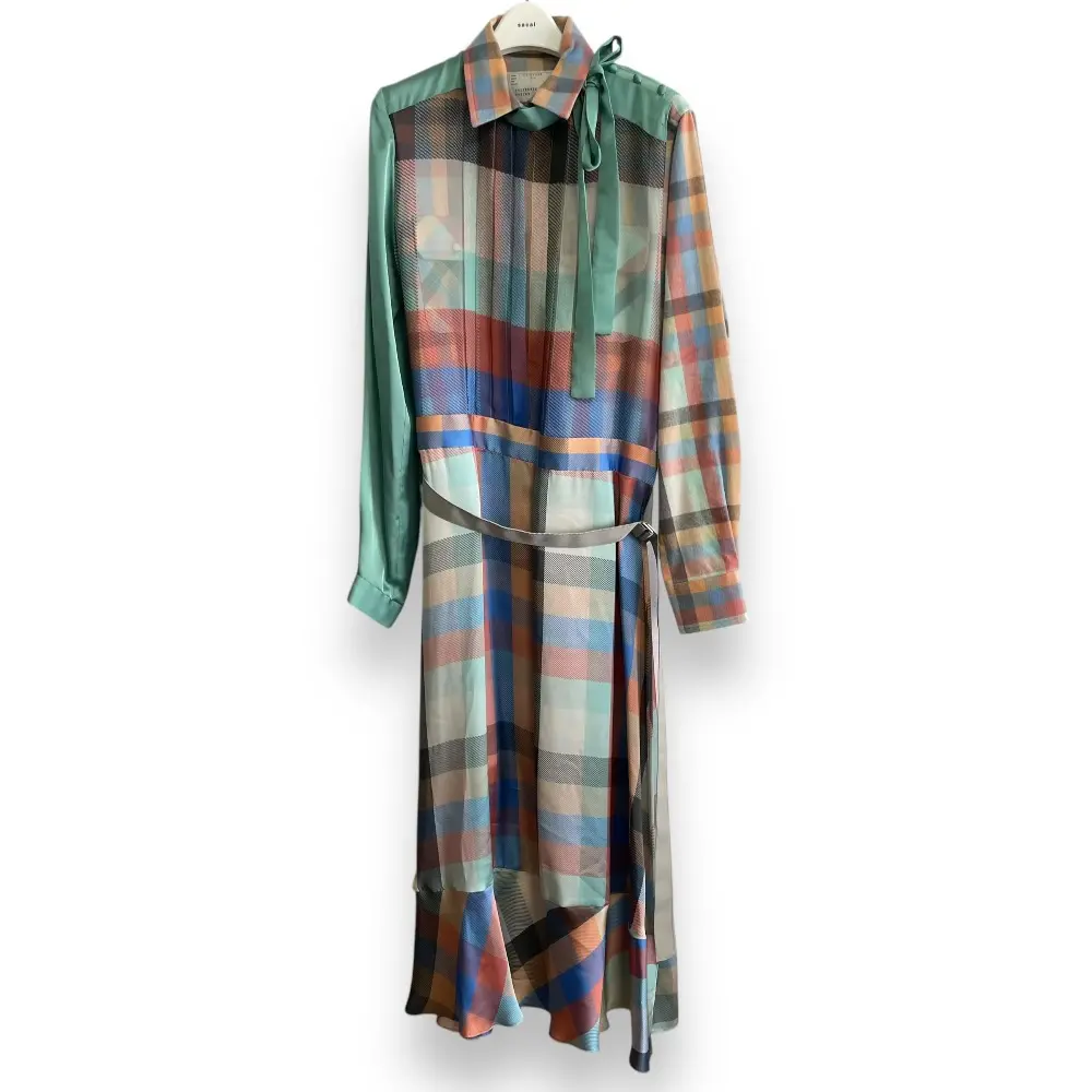 22AW sacai サカイ Plaid Dress チェックプリント マキシ丈 シャツワンピース 22-06206 1 マルチカラー