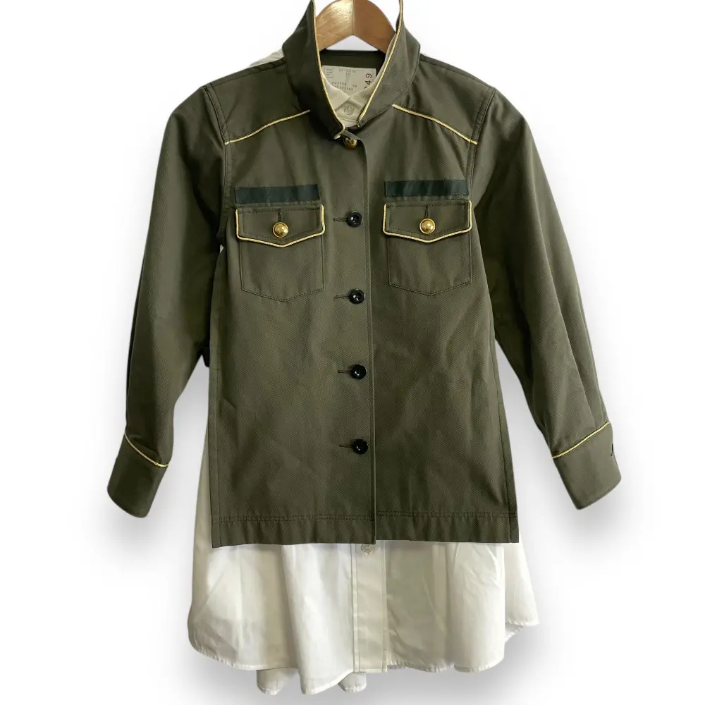 20AW sacai サカイ コンボミリタリーシャツジャケット レイヤードジャケット 20-04849 1 カーキ×ホワイト