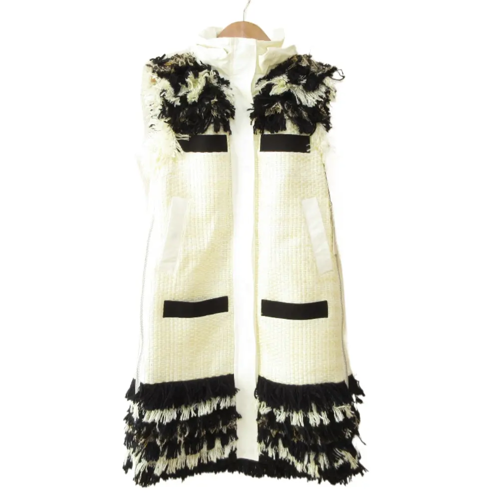 21AW sacai サカイ ツイードロングジレ ワンピース 21-05422 size1 アイボリー×ブラック