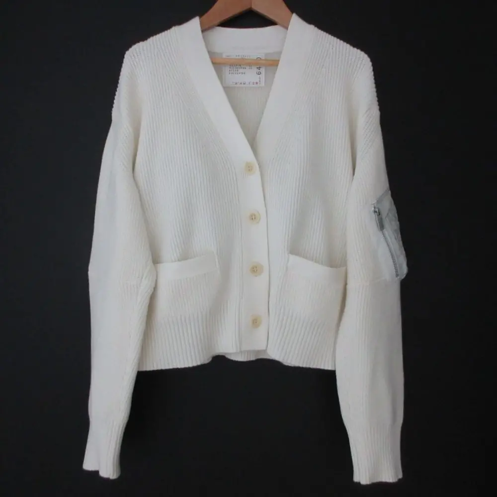 23SS sacai サカイ Vネック ビスチェドッキング ニットカーディガン 23-06480 サイズ1 ホワイト