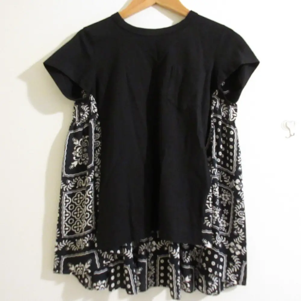 sacai サカイ レースドッキング リブニット ハイネック 半袖 ニット