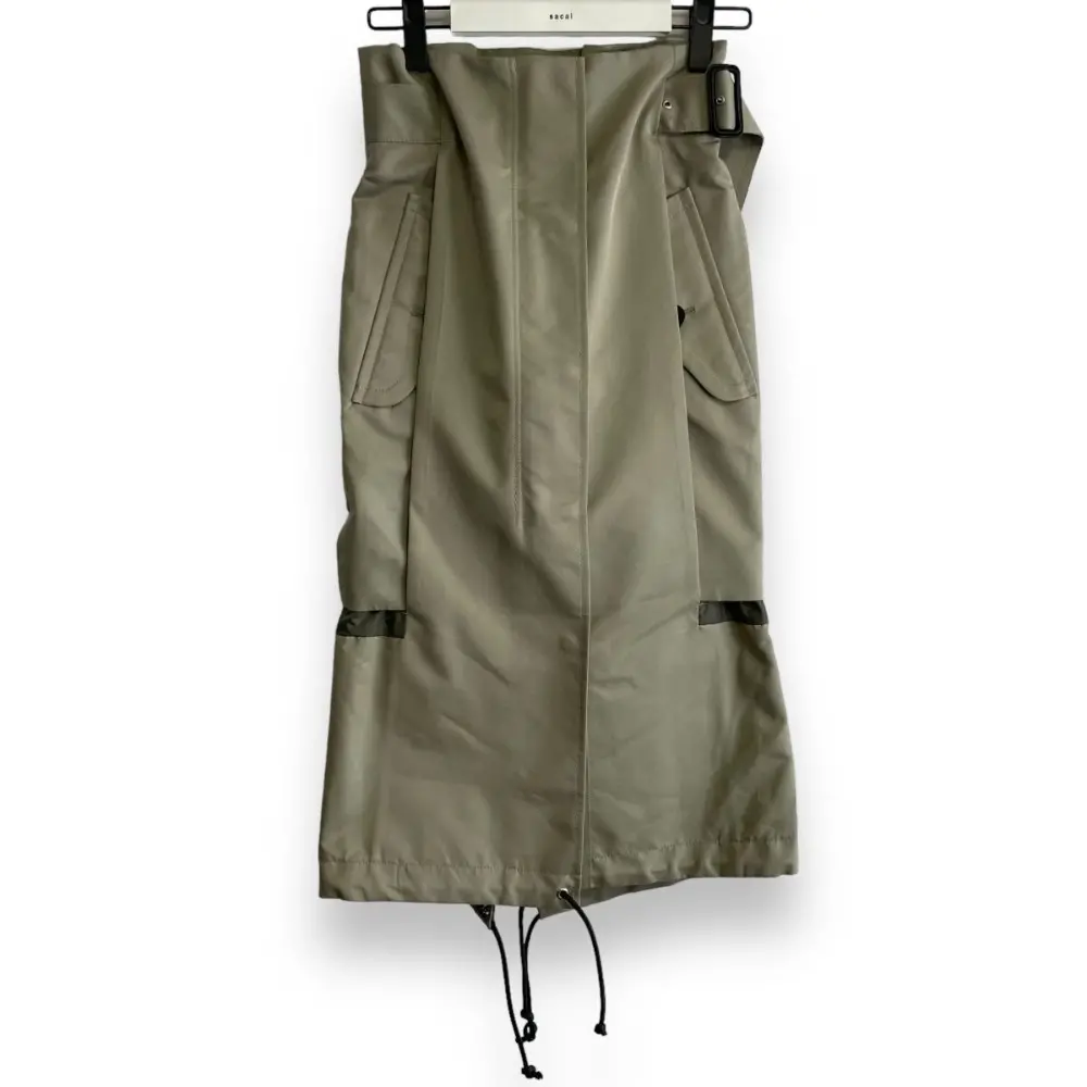 22AW sacai サカイ ギャバジン ミックス ひざ下丈 タイトスカート 22-06189 0 カーキ