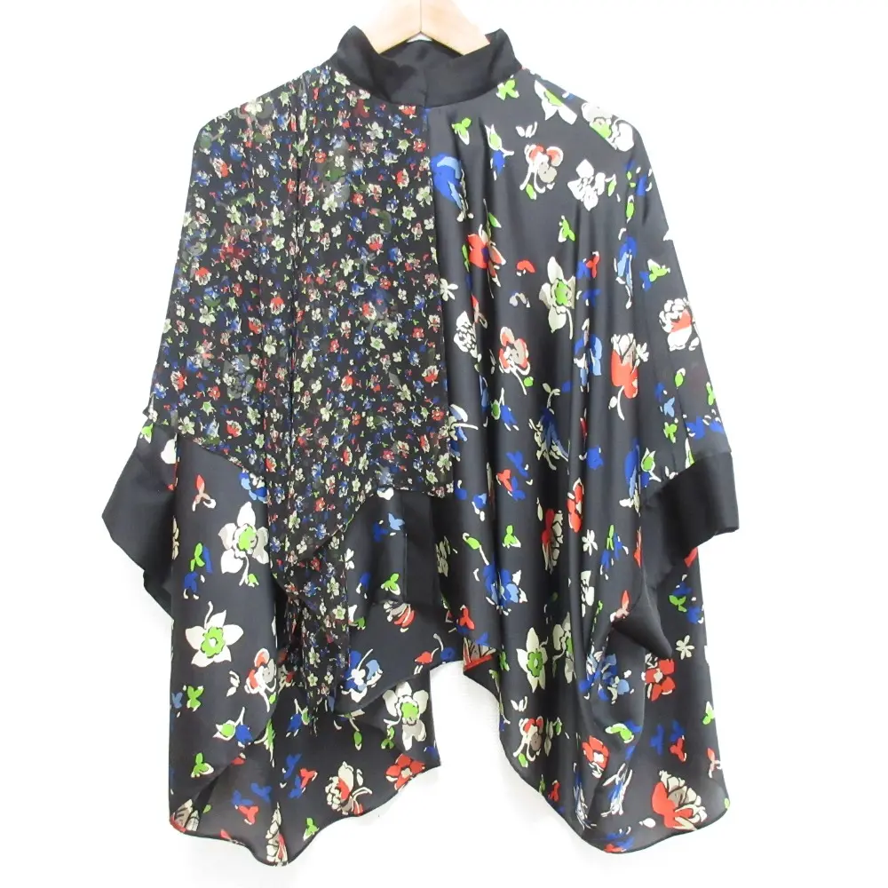 22AW sacai サカイ 花柄 フラワープリント アシンメトリーヘム ブラウス 22-06216 サイズ2 ブラック