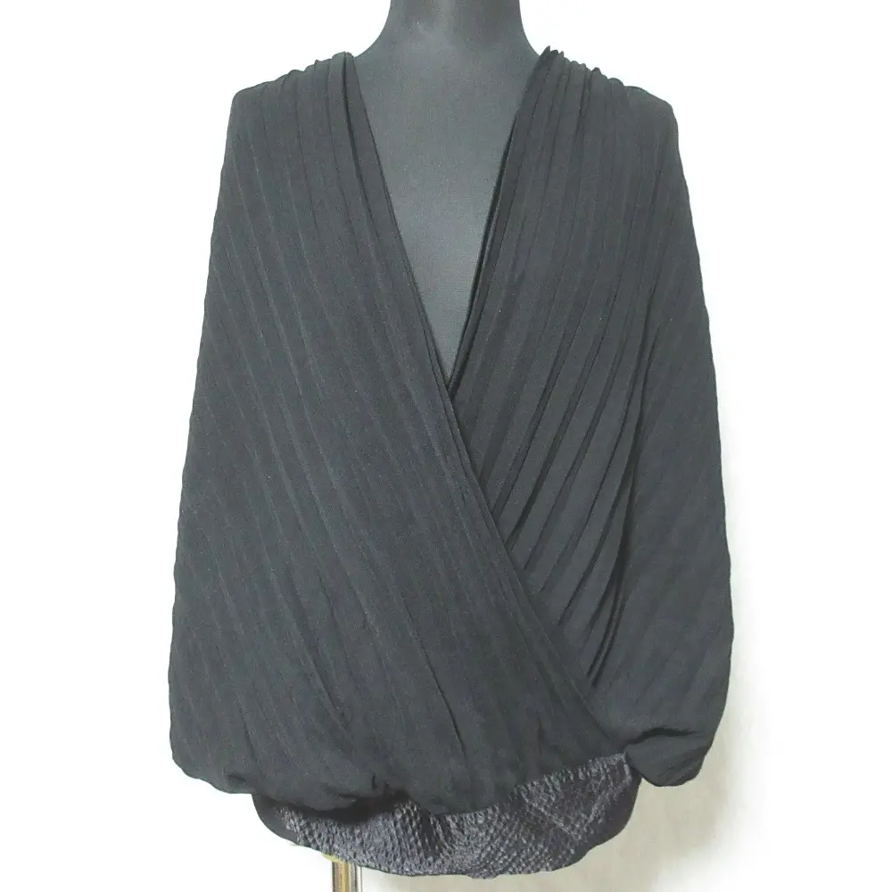 sacai サカイ シルク100％ カシュクール プリーツ ニット トップス ボレロ 08-00802 2 ブラック