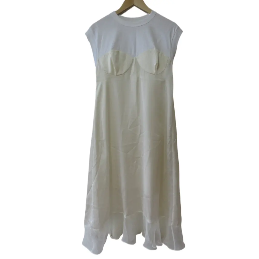 23SS sacai サカイ  Tシャツドッキング シフォン ワンピース 23-06562 サイズ1 ホワイト×クリーム