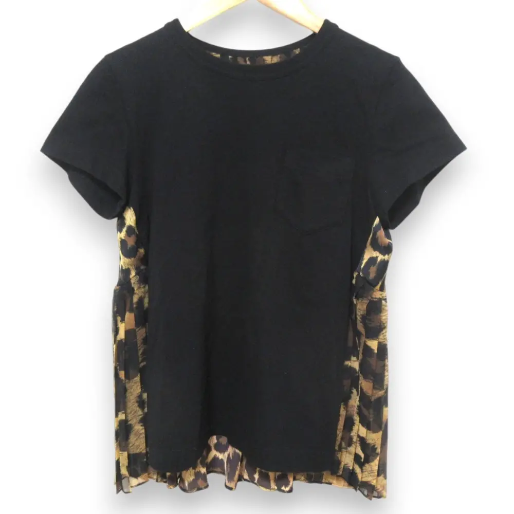 sacai サカイ Leopard Print T-Shirt レオパードプリント 半袖 Tシャツ カットソー 22-06358 サイズ2 ブラック系