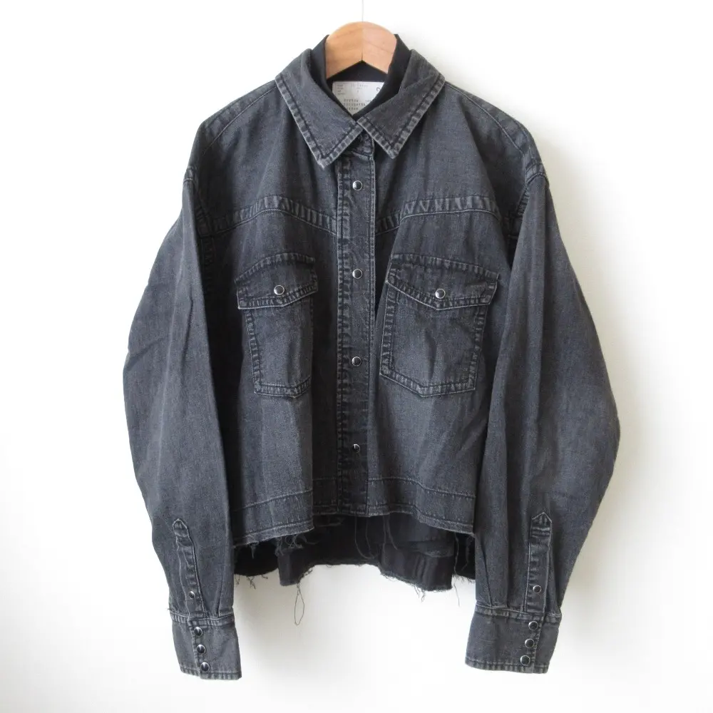 sacai サカイ デニムシャツ ダブルレイヤードジャケット 20-04932 サイズ2 ブラック