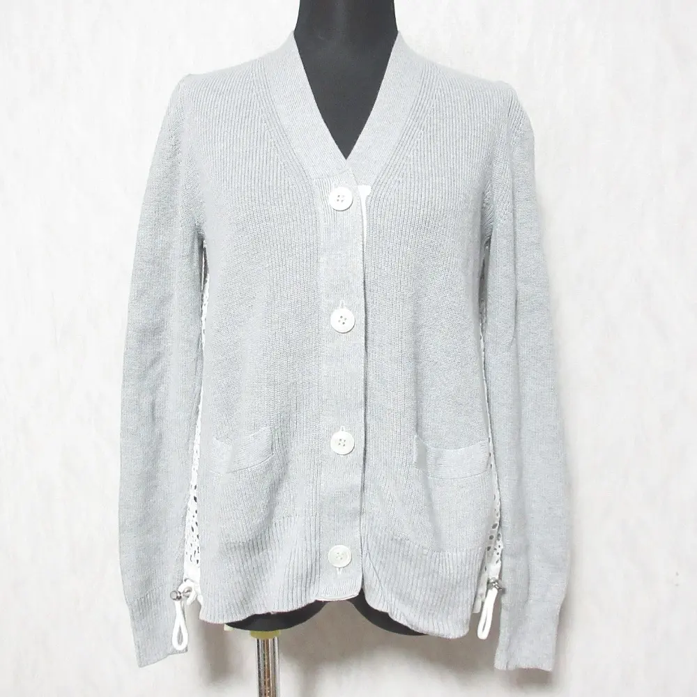 sacai サカイ レース切替カーディガン 17-03036 サイズ1 グレー ホワイト