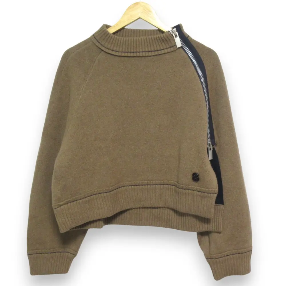 sacai サカイ Cashmere Knit Pullover サイドファスナーデザイン 長袖 カシミヤニット 22-06235 サイズ3 ブラウン