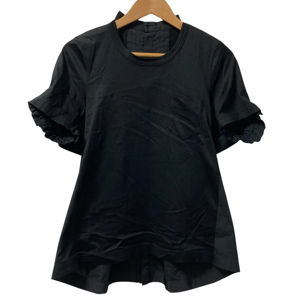 sacai サカイ バックギャザードッキング 半袖 Tシャツ カットソー 18-03685 サイズ3 ブラック