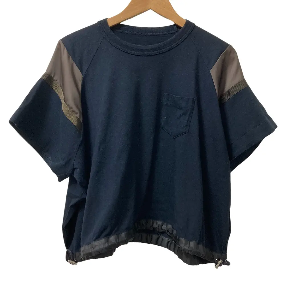 24SS sacai サカイ コットンジャージー ドローストリング 半袖 Tシャツ 24-07171 サイズ2 ネイビー