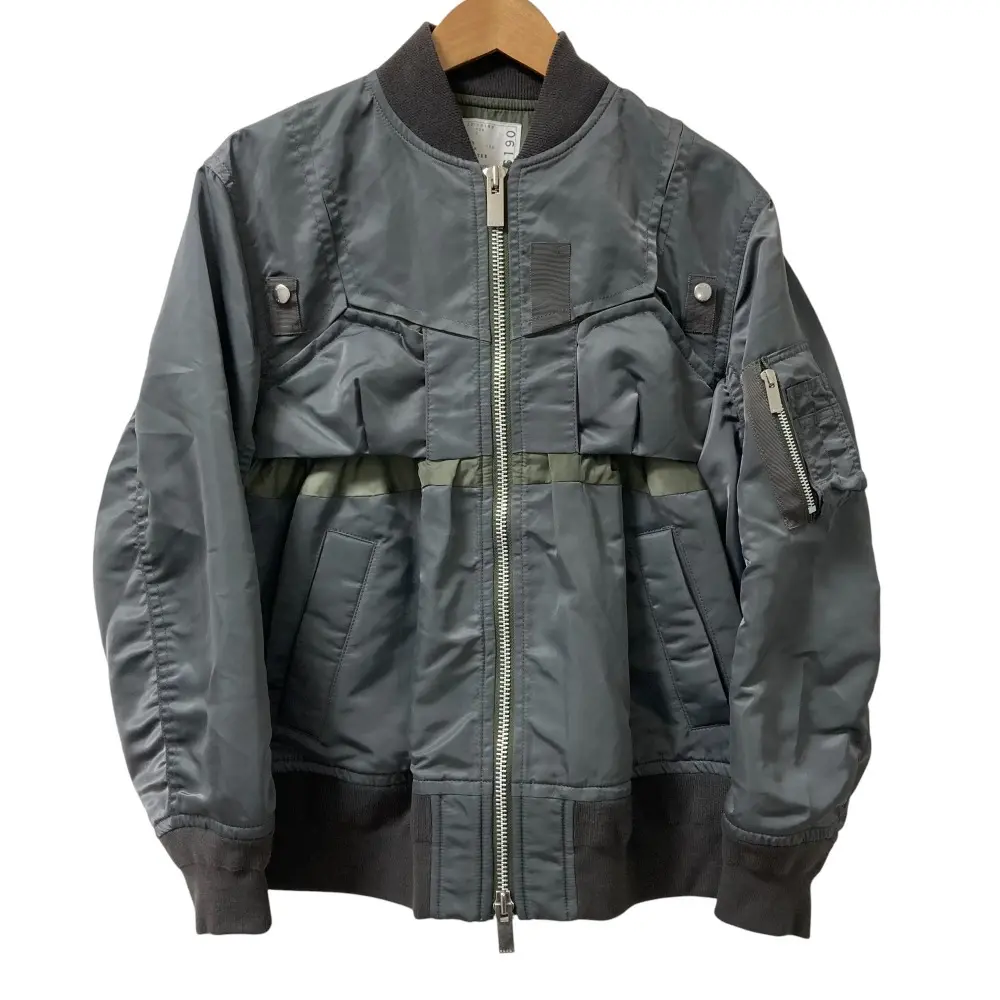 22AW Sacai サカイ Nylon Twill Mix Blouson MA-1 ジャケット 22-06190 サイズ2 グレー