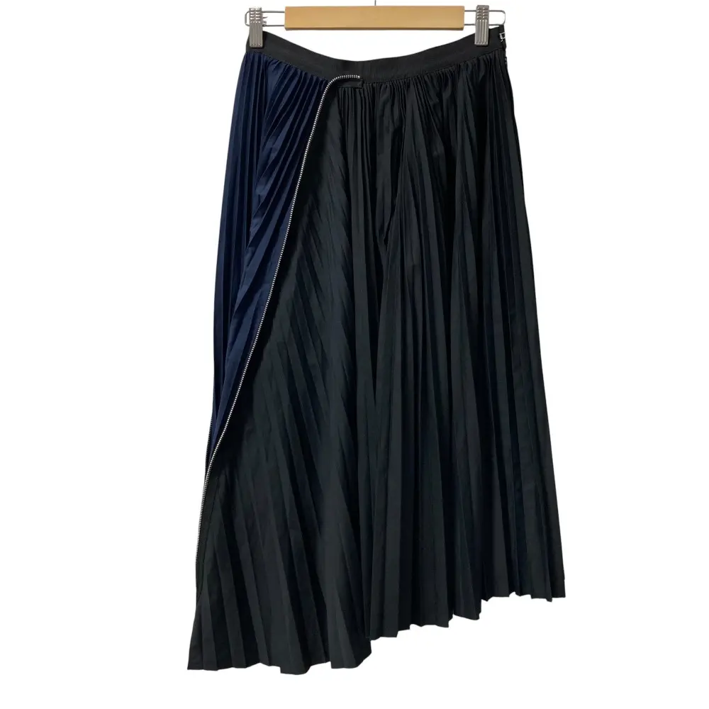 sacai サカイ Cotton Poplin Zipper Skirt プリーツ ロングスカート SCW-086 AD2024 サイズ1 ブラック