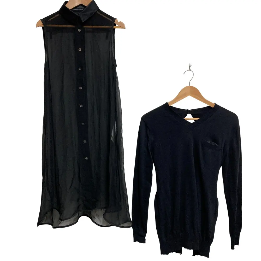 sacai サカイ Satin Collar Knit Dress サテンカラーニットドレス ワンピース サイズ1 ブラック