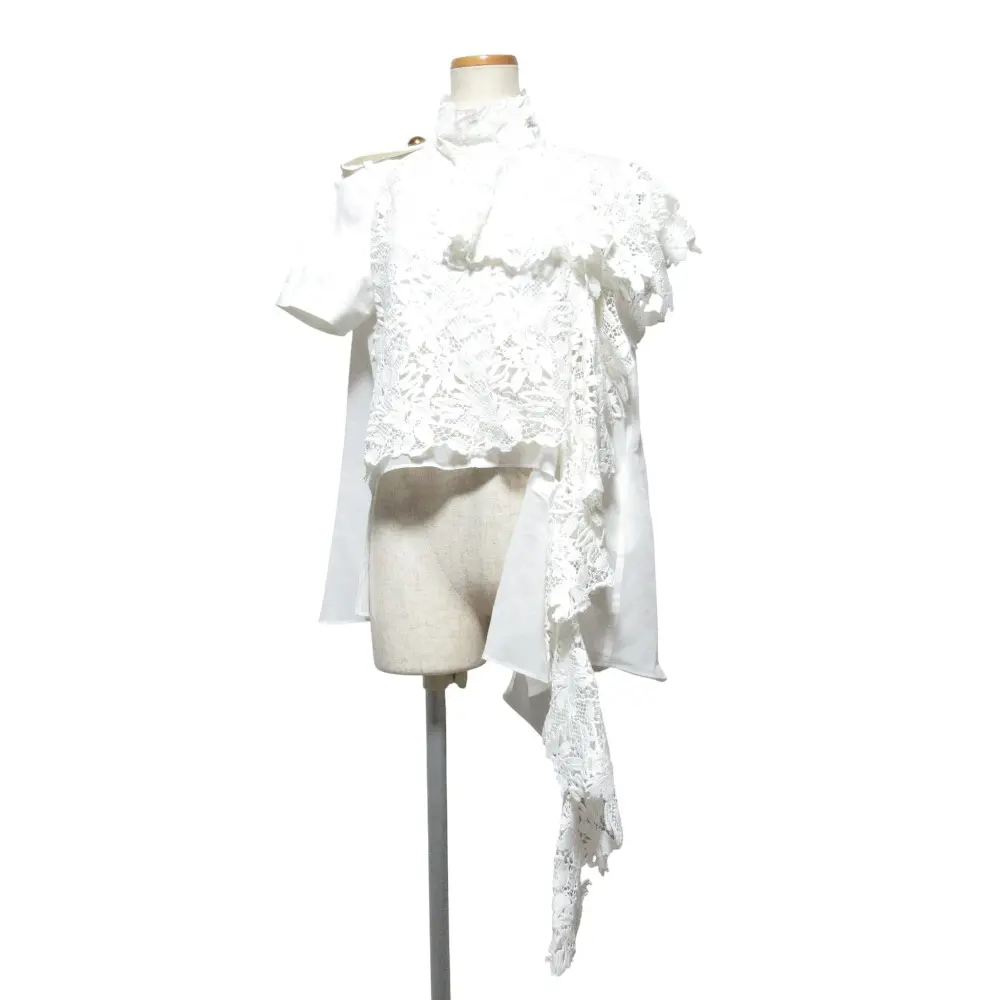 sacai サカイ シアー アシンメトリー レース シャツ ブラウス 19-04417 サイズ1 ホワイト