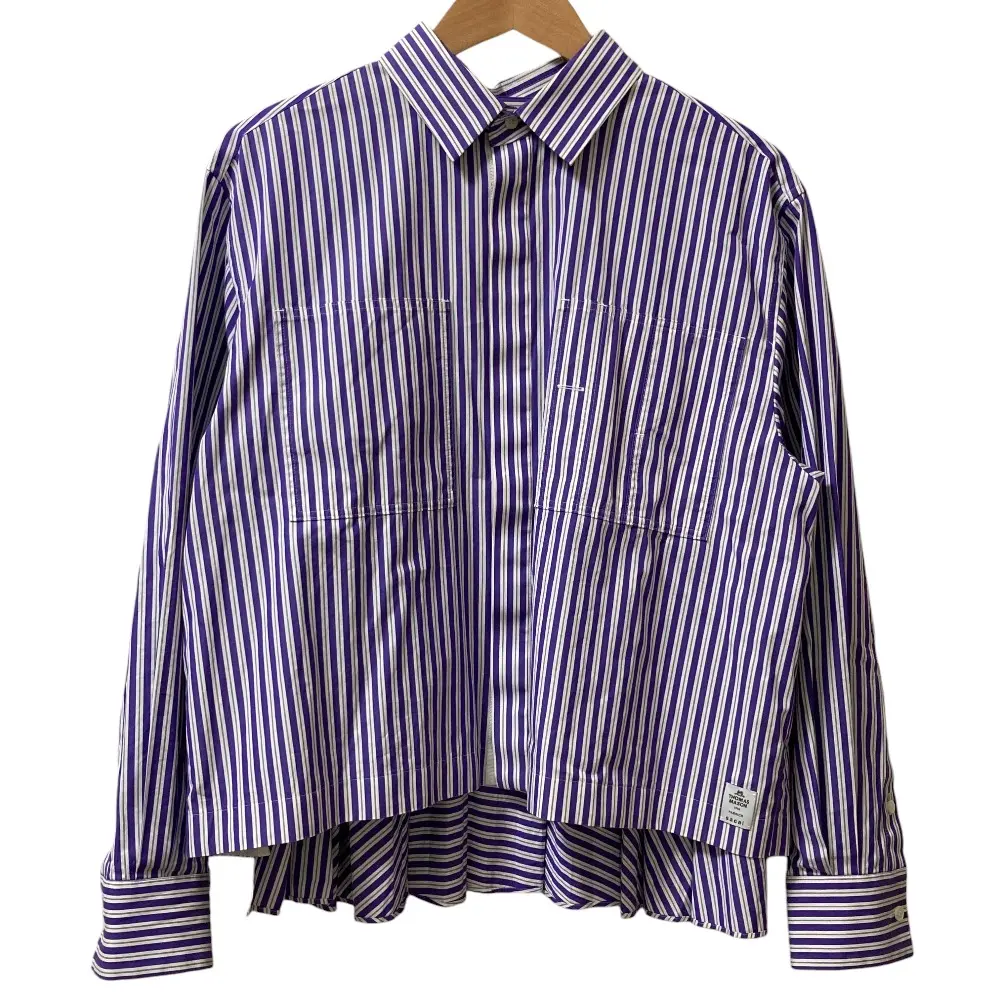 sacai THOMAS MASON サカイ トーマスメイソン ストライプ バックプリーツシャツ 23-06876 サイズ4 パープル×ホワイト