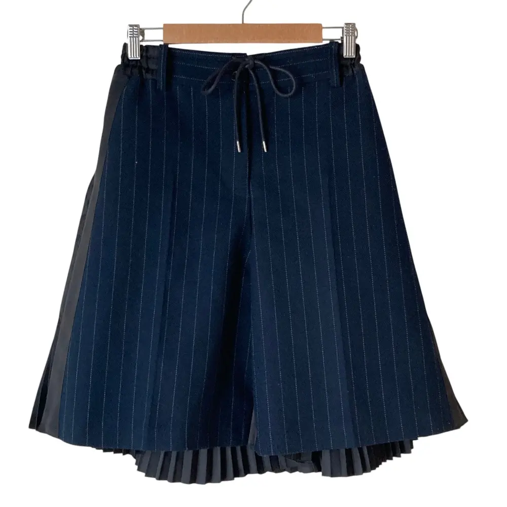 sacai サカイ プリーツドッキング キュロットパンツ 18-04019 サイズ1 ネイビー ブラック