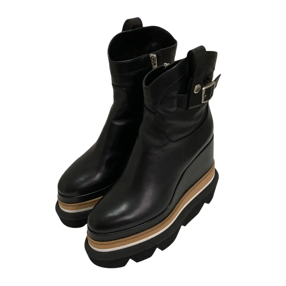 sacai サカイ プラットフォーム ウェッジソール アンクルブーツ 37 23.5cm程度 ブラック