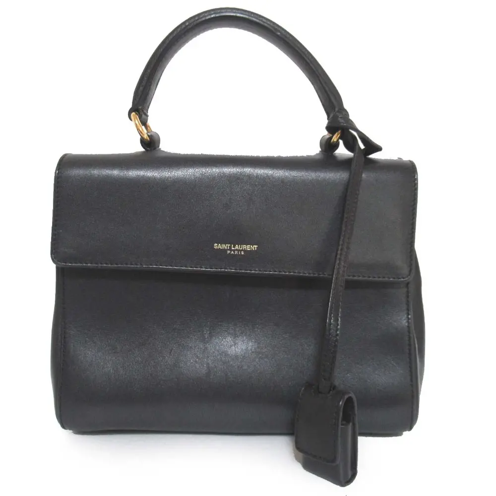 SAINT LAURENT サンローランパリ サックムジーク レザー フラップ ハンドバッグ パドロック付き ブラック