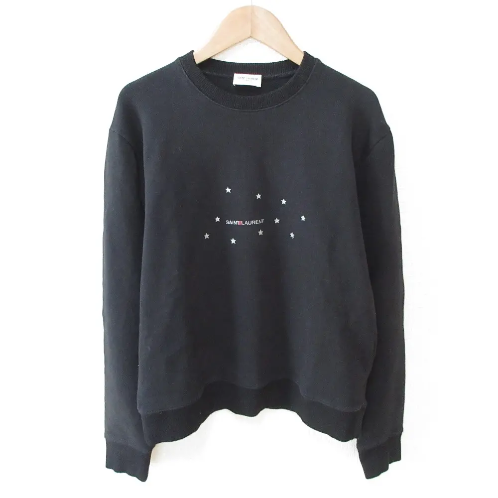 Saint Laurent Paris サンローランパリ スタープリント クルーネック スウェット トレーナー 577064 XS ブラック