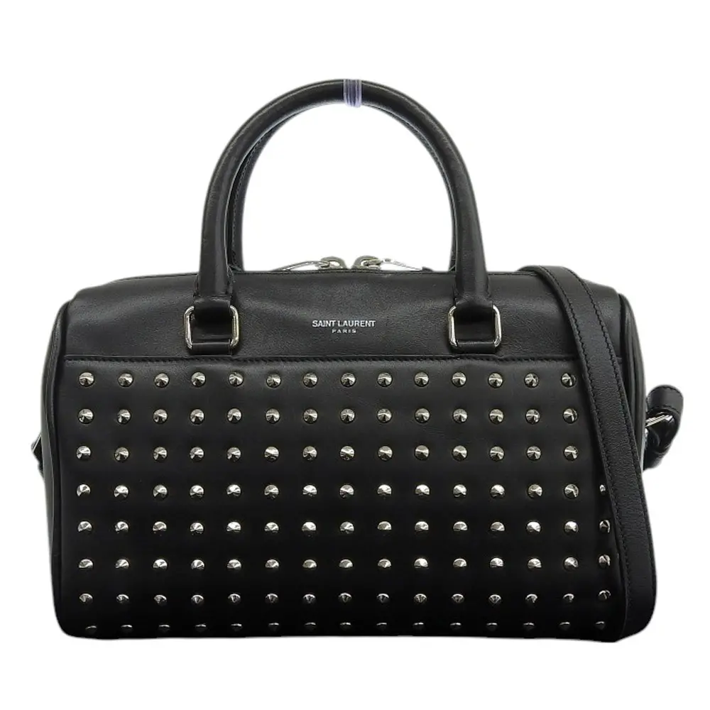 Saint Laurent Paris サンローランパリ ベイビーダッフル スタッズ レザー 2way ショルダーバッグ ブラック