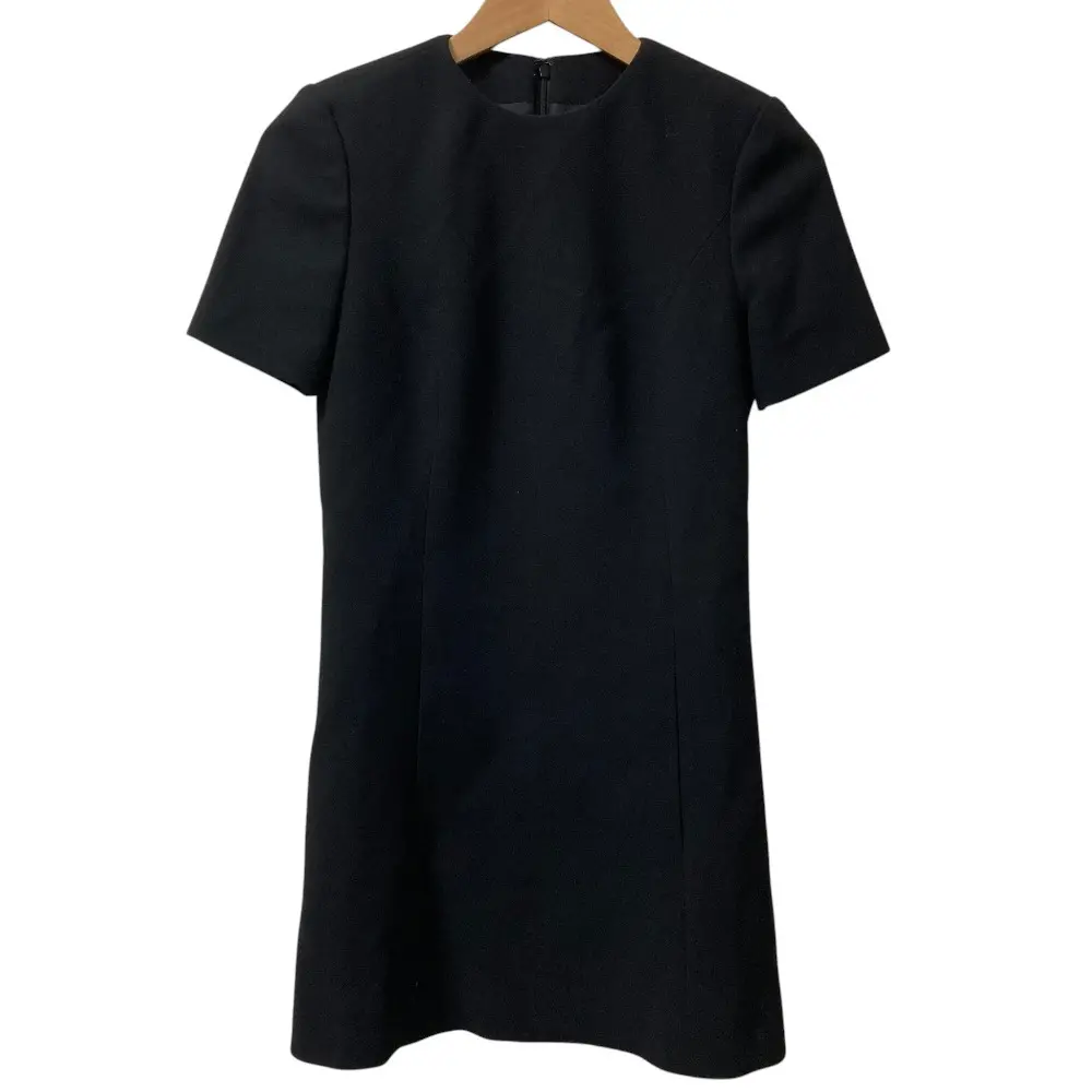 SAINT LAURENT Paris サンローランパリ ウール ハーフスリーブ ワンピース 582689 サイズF36 160/84Y ブラック